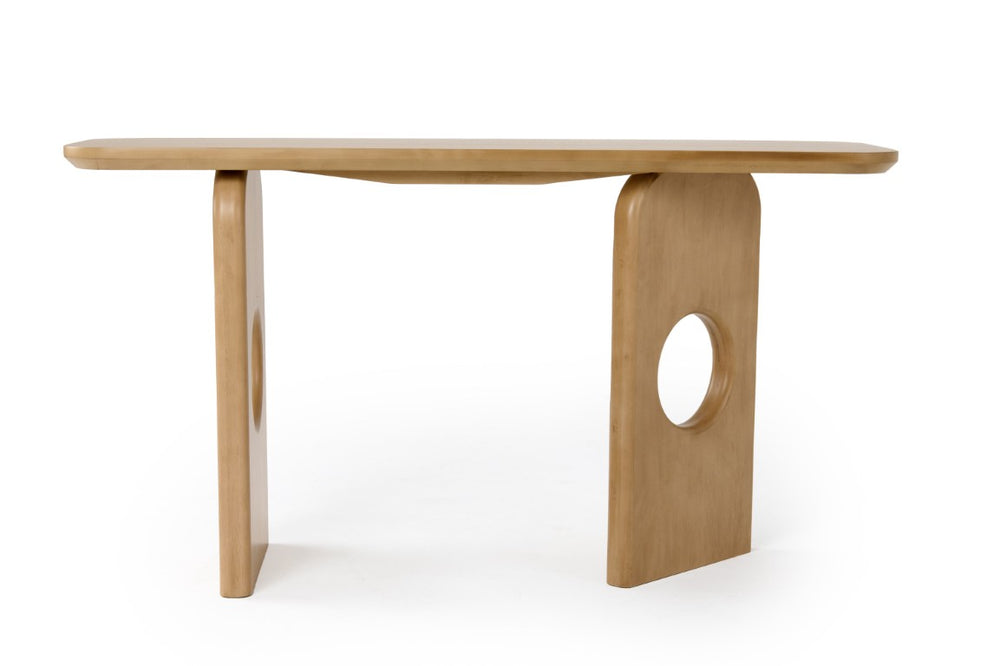 VIG Furniture Oshana Sculptural White Oak Console Table W55" X D17" X H30" — Scandinavian Modern Entryway Accent VGMA-MIT-5351-CON