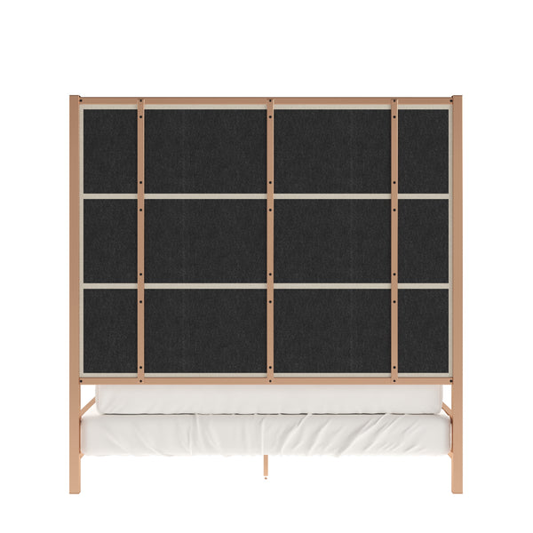 Homelegance By Top-Line Marcel Champagne Gold Canopy Bed with Linen Panel Headboard Champage Gold Metal