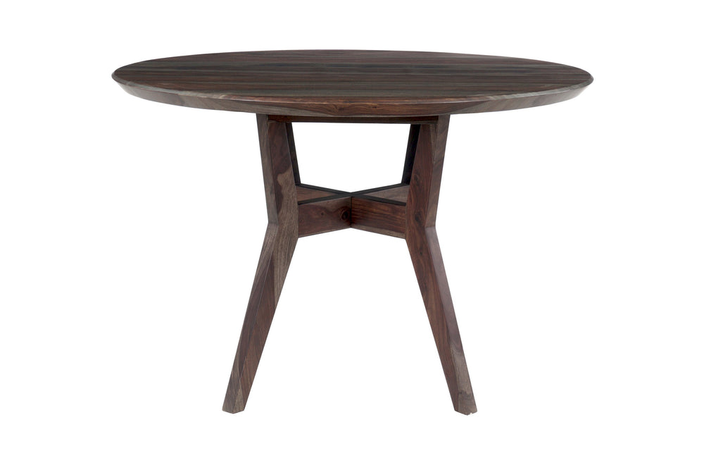 Porter Designs Porter Fall River Round Dining Table - Solid Sheesham Wood, Black Walnut Finish, Modern Elegance Gray Wood 07-117-01-4896
