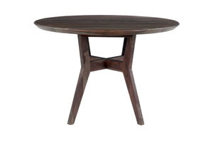 Porter Designs Porter Fall River Round Dining Table - Solid Sheesham Wood, Black Walnut Finish, Modern Elegance Gray Wood 07-117-01-4896