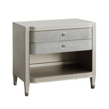 Zoey 2 Drawer Nightstand with Open Shelf and Wireless Charger Silver P344141 Pulaski Furniture