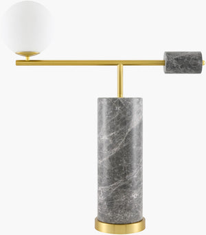 Surya Oslin Marble Body Table Lamp with Glass Shade for Bedroom or Living Room Decor OSL-003