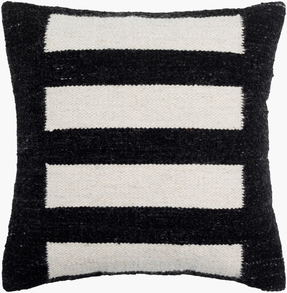 Surya Osmund 18"X18" Luxurious Accent Pillow - Cozy Wool-cotton Blend For Elegant Living Room Decor Ebony Wool,Cotton,Cotton Osm003-2020