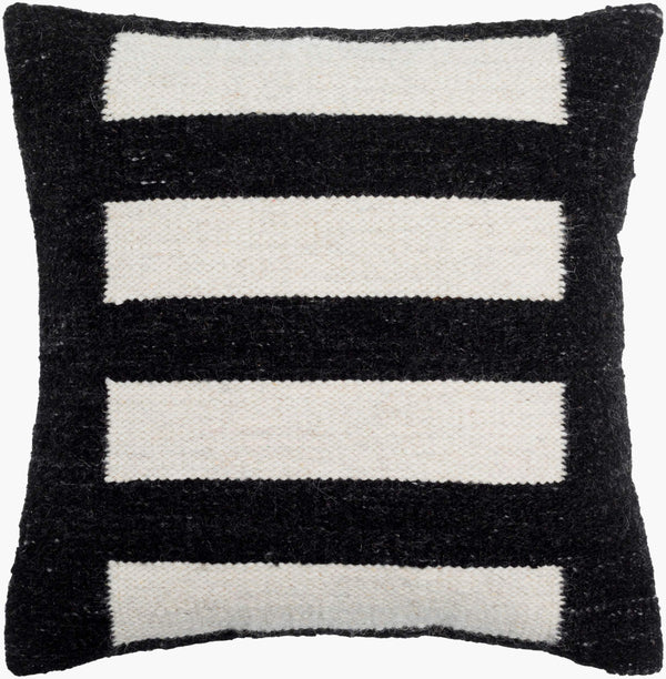 Surya Osmund 18"X18" Luxurious Accent Pillow - Cozy Wool-cotton Blend For Elegant Living Room Decor Ebony Wool,Cotton,Cotton Osm003-2020