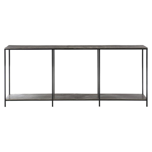 Bernhardt Bernhardt Equinox Console Table — 70"W Slim Nickel & Black Iron Modern Bauhaus Design For Hallways, Entryway 305913