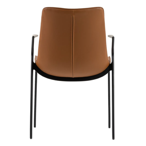 VIG Furniture Osprey Vegan Leather Armchair Set Of 2 With Curved Back, Iron Frame, High-Density Foam Comfort Camel Dining Chair VGHR-3568-N-CML