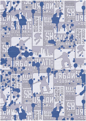 Nourison Imagination IMA22 Machine Made Machine Printed Borderless Design Indoor Only Kids  Rug Blue, Blue Pile, 100% Polyester 841491134795