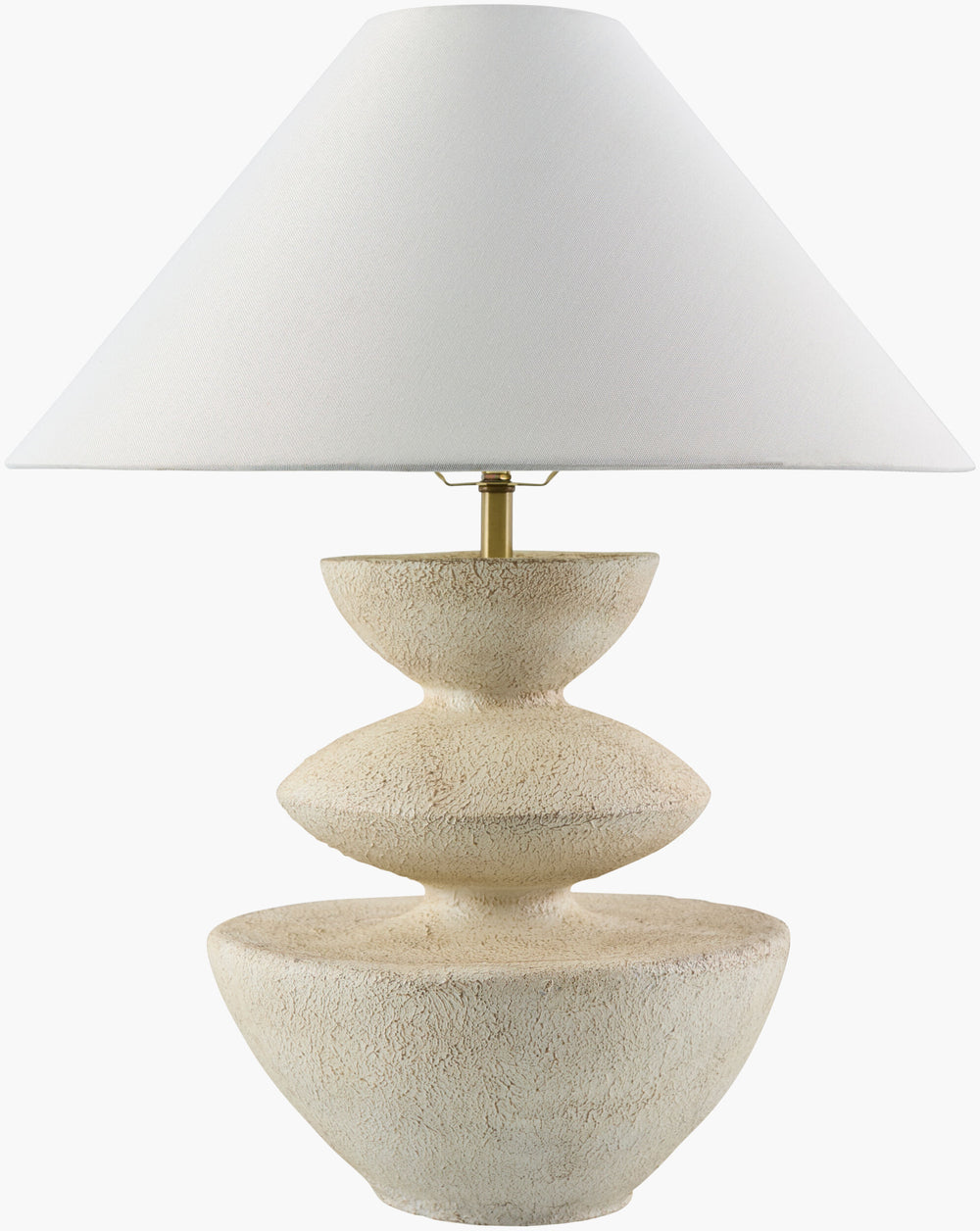 Surya Ostia Accent Table Lamp - 23" Tall Resin Design With Elegant Linen Shade For Cozy Ambiance Body, White,Shade, White,Finial, Metallic ,Brass,Harp, Metallic ,Gold,Cord, Translucent Resin,Linen,Linen,Linen,Plastic,Iron Ost-001
