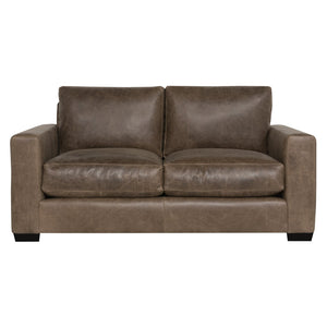 Bernhardt Bernhardt Top-Grain Leather Loveseat With Wide Track Arms, Plush Cushions & Walnut Tapered Feet 9225LO