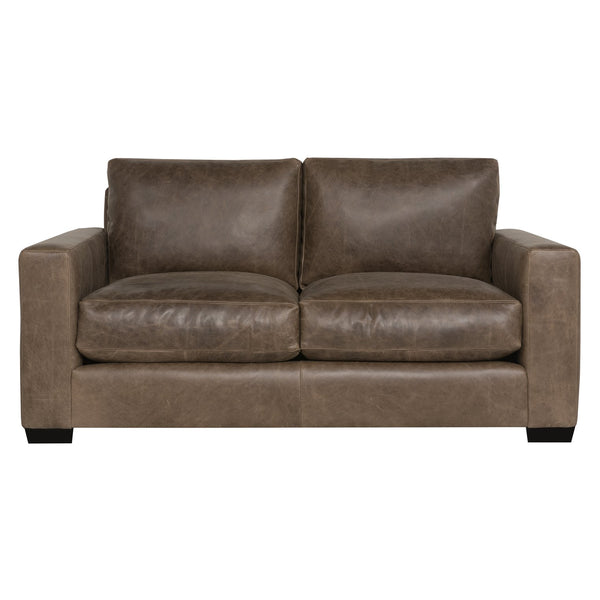 Bernhardt Bernhardt Top-Grain Leather Loveseat With Wide Track Arms, Plush Cushions & Walnut Tapered Feet 9225LO