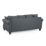 Christopher Knight Home® - Noble House - Manbow Contemporary Fabric Pillowback 3 Seater Sofa With Nailhead Trim