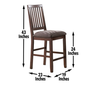 English Elm Steve Silver - Yorktown 7-Piece Counter Storage Dining Set Dark Brown — 36" Table, 24" Stools, Gray Tweed Cushions, Storage B081S00334