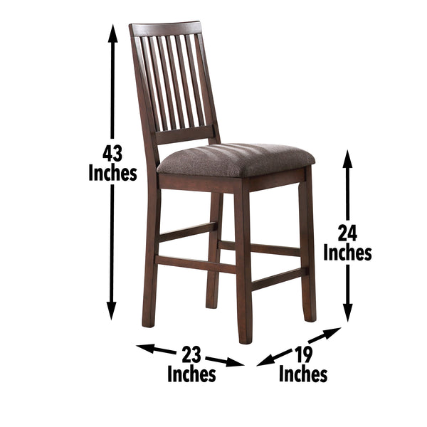 English Elm Steve Silver - Yorktown 7-Piece Counter Storage Dining Set Dark Brown — 36" Table, 24" Stools, Gray Tweed Cushions, Storage B081S00334