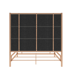 Homelegance By Top-Line Marcel Champagne Gold Canopy Bed with Linen Panel Headboard Champage Gold Metal