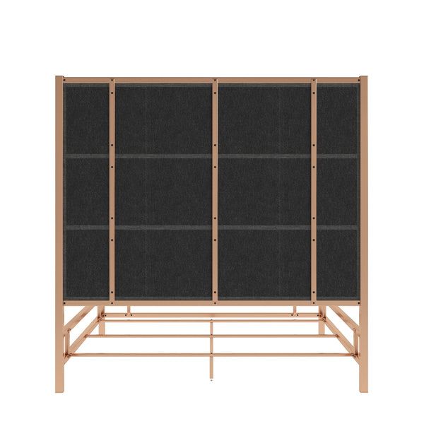 Homelegance By Top-Line Marcel Champagne Gold Canopy Bed with Linen Panel Headboard Champage Gold Metal