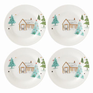 Lenox Balsam Lane 4-Piece Tidbit Plate Set Green, WHITE PORCELAIN 890753