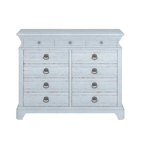 A.R.T. Furniture Summer Light Keeper's Dresser In Shutter Blue - 11 Drawers, Flakey Oak Veneer, Artisan Details & Style Blue Flakey Cathedral Oak Veneer,Parawood Solids 251131-1361