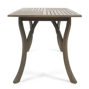 English Elm Ectangular Solid Acacia Outdoor Dining Table Slatted Top Seats Six Patio Gatherings 57488.00GRY