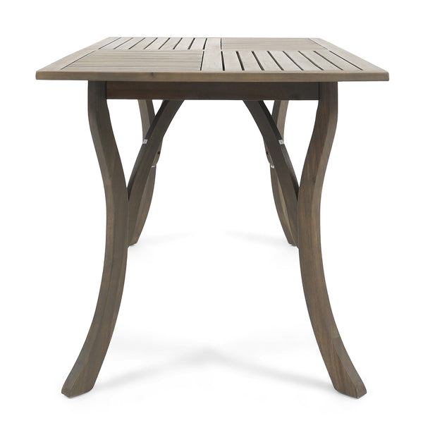 English Elm Ectangular Solid Acacia Outdoor Dining Table Slatted Top Seats Six Patio Gatherings 57488.00GRY