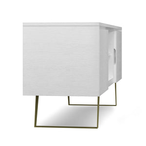 English Elm Lowry Tv Media Stand - Vintage Industrial White Acacia With Metal Accents For Modern Living Rooms B136P158867