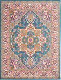 Nourison Passion PSN20 Machine Made Power-loomed Floral Border Indoor Only Bohemian  Rug Teal Multicolor, Teal Multicolor 100% Polypropylene 99446486561