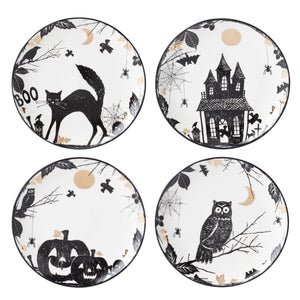 Lenox Vintage Halloween Haunted Accent Plates, Set of 4 Multi, WHITE PORCELAIN 896871