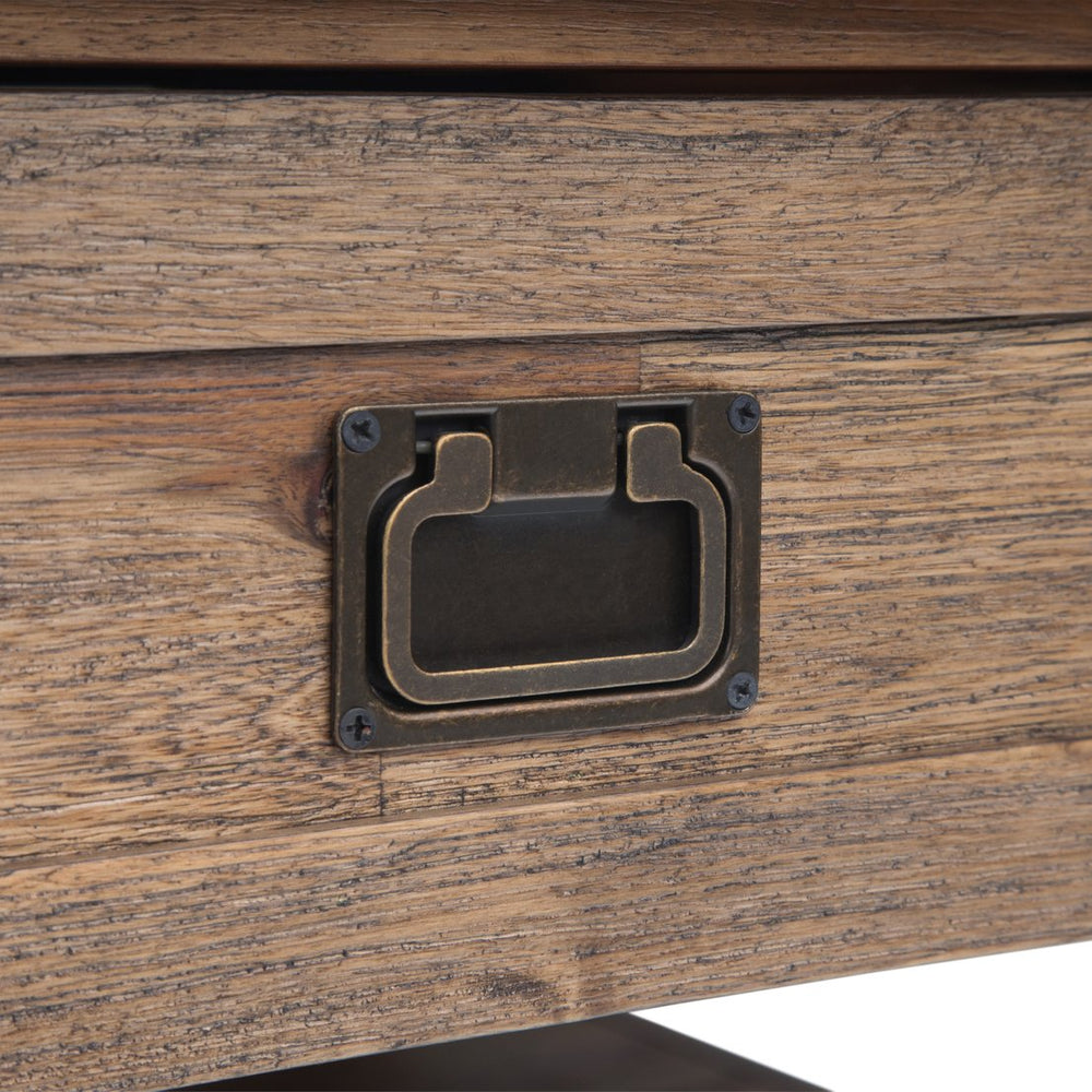 English Elm Monroe - Handcrafted Square Coffee Table In Rustic Natural Aged Brown With Practical Storage Solutions B136P158952