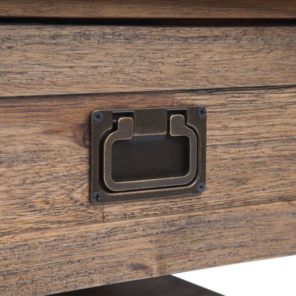 English Elm Monroe - Handcrafted Square Coffee Table In Rustic Natural Aged Brown With Practical Storage Solutions B136P158952