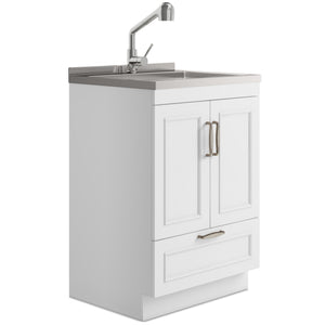 English Elm Cardinal 24" Laundry Cabinet With Deep Stainless Steel Sink & Pull-Out Faucet - Stylish Storage Solution B136P158791