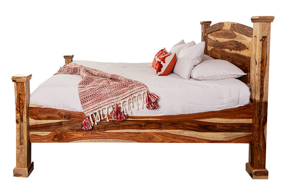 Porter Designs Porter Taos Solid Sheesham Wood Queen Bed – Rustic Charm For A Cozy, Refined Bedroom Retreat Natural Wood 04-196-14-9047n-kit