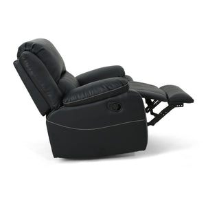 English Elm Christopher Knight Home® - 39" Wide Faux Leather Manual Swivel Recliner with 360° Rotation, Multi-Angle Comfort and Durable PU Finish Black 62814.00BLK