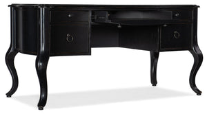 Hooker Furniture Bristowe Executive Desk With Pecan Veneers, Tuxedo Black Finish, Cabriolè Legs & Hidden Storage 5971-10458-99