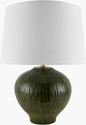 Surya Otaki Accent Table Lamp - 24" Tall Hand-painted Ceramic Charm With Dual-material Shade & Iron Finial Body, Navy,Shade, White,Finial, Metallic ,Gold,Harp, Metallic ,Gold,Cord, Translucent Ceramic,Linen,Polyester,Iron Otk-002