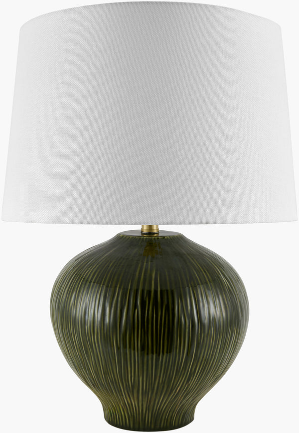 Surya Otaki Accent Table Lamp - 24" Tall Hand-painted Ceramic Charm With Dual-material Shade & Iron Finial Body, Navy,Shade, White,Finial, Metallic ,Gold,Harp, Metallic ,Gold,Cord, Translucent Ceramic,Linen,Polyester,Iron Otk-002