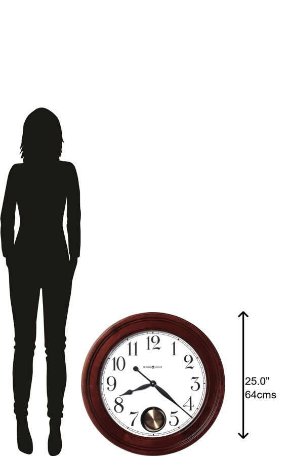 Hekman Furniture 625314 Griffith Wall Clock - Traditional Windsor Cherry Design With Antique Pendulum & Quartz Movement Windsor Cherry Griffith Wall Clock 625314