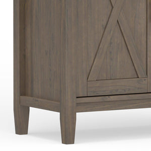 English Elm Ela Smoky Brown Bookcase with Shaker X Doors, Adjustable Shelves, Solid Wood Finish & Bronze Pulls B136P158601