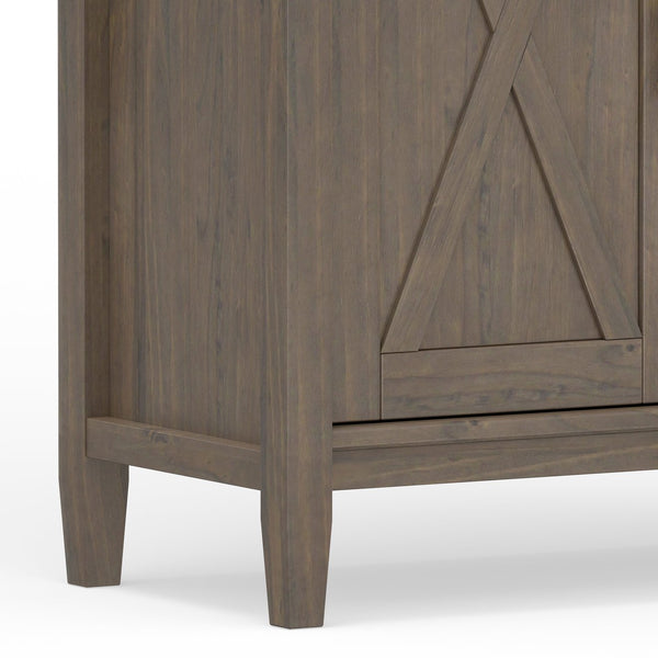 English Elm Ela Smoky Brown Bookcase with Shaker X Doors, Adjustable Shelves, Solid Wood Finish & Bronze Pulls B136P158601