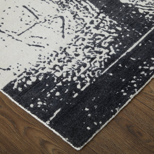 Feizy Rugs Cod8927f Coda Abstract Hand-woven Wool & Viscose Rug - Bold Modern Design With High-low Pile Sheen Finish Black,White Wool,Viscose Cod8927fblkwhtg00