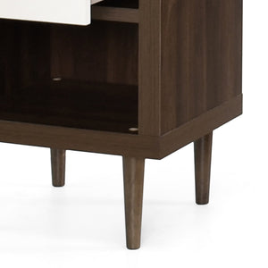 English Elm 1-drawer Nightstand with Splayed Rubberwood Legs and Open Shelf Mid-century Bedroom 72036.00