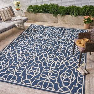 Christopher Knight Home® - Noble House - Jacyntha Indoor Geometric 8 X 11 Area Rug, Navy and Ivory