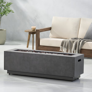English Elm 40" Outdoor Propane Fire Pit 50000 Btu Powder Coated Iron Rectangular Patio Warmer 62836.00CONRT-50K_67760.00CONR