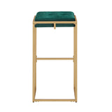 Homelegance By Top-Line Piper Gold Finish Velvet Button Tufted 29" Bar Height Stools (Set of 2) Green Engineered Wood