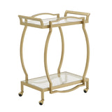 Homelegance By Top-Line Everet Metal Bar Cart with Clear Tempered Glass Gold Metal