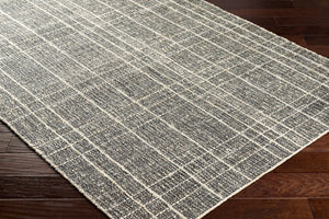 Livabliss Otto Handwoven Flatweave Rug Jute Wool Blend Scandinavian Modern Entryway Accent Black, Ivory 9' x 12' OTT2300-912