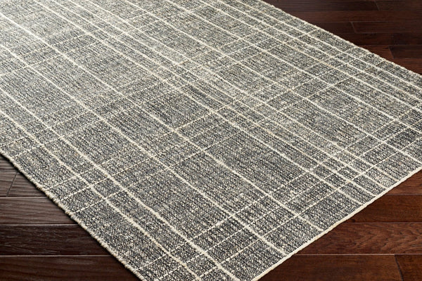 Livabliss Otto Handwoven Flatweave Rug Jute Wool Blend Scandinavian Modern Entryway Accent Black, Ivory 9' x 12' OTT2300-912