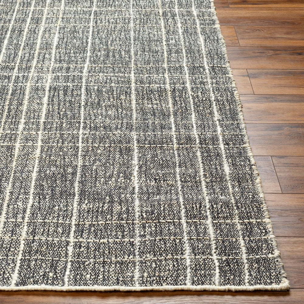 Livabliss Otto Handwoven Flatweave Rug Jute Wool Blend Scandinavian Modern Entryway Accent Black, Ivory 9' x 12' OTT2300-912