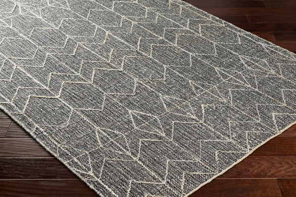 Livabliss Otto Artisan Woven Wool Cotton Jute Area Rug Neutral Texture for Entryway or Bedroom Black, Ivory 2' x 3' OTT2301-23