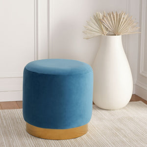 Safavieh Azai Round Ottoman Sky Blue / Gold OTT7501C