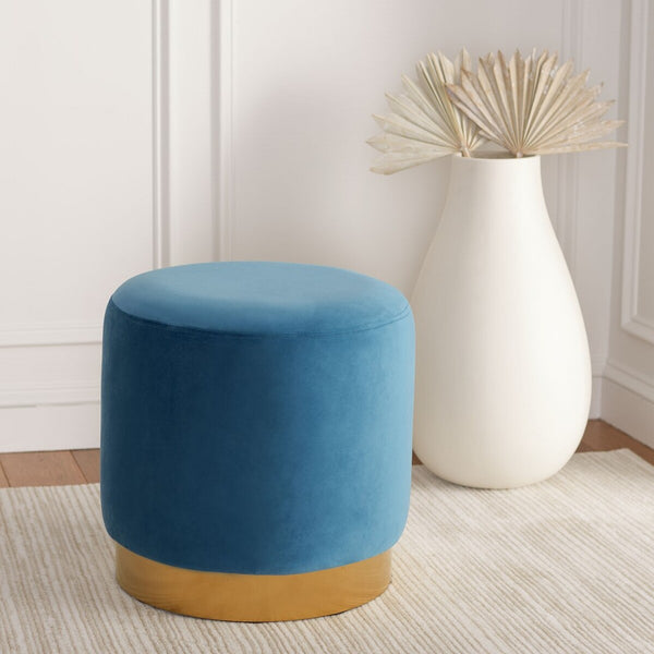 Safavieh Azai Round Ottoman Sky Blue / Gold OTT7501C
