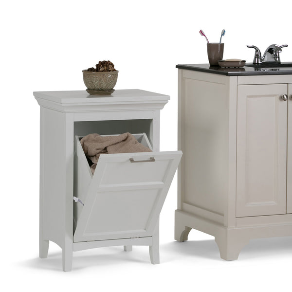English Elm Avington Laundry Hamper - Stylish Pure White Storage Solution For Compact Spaces & Modern Homes B136P158507